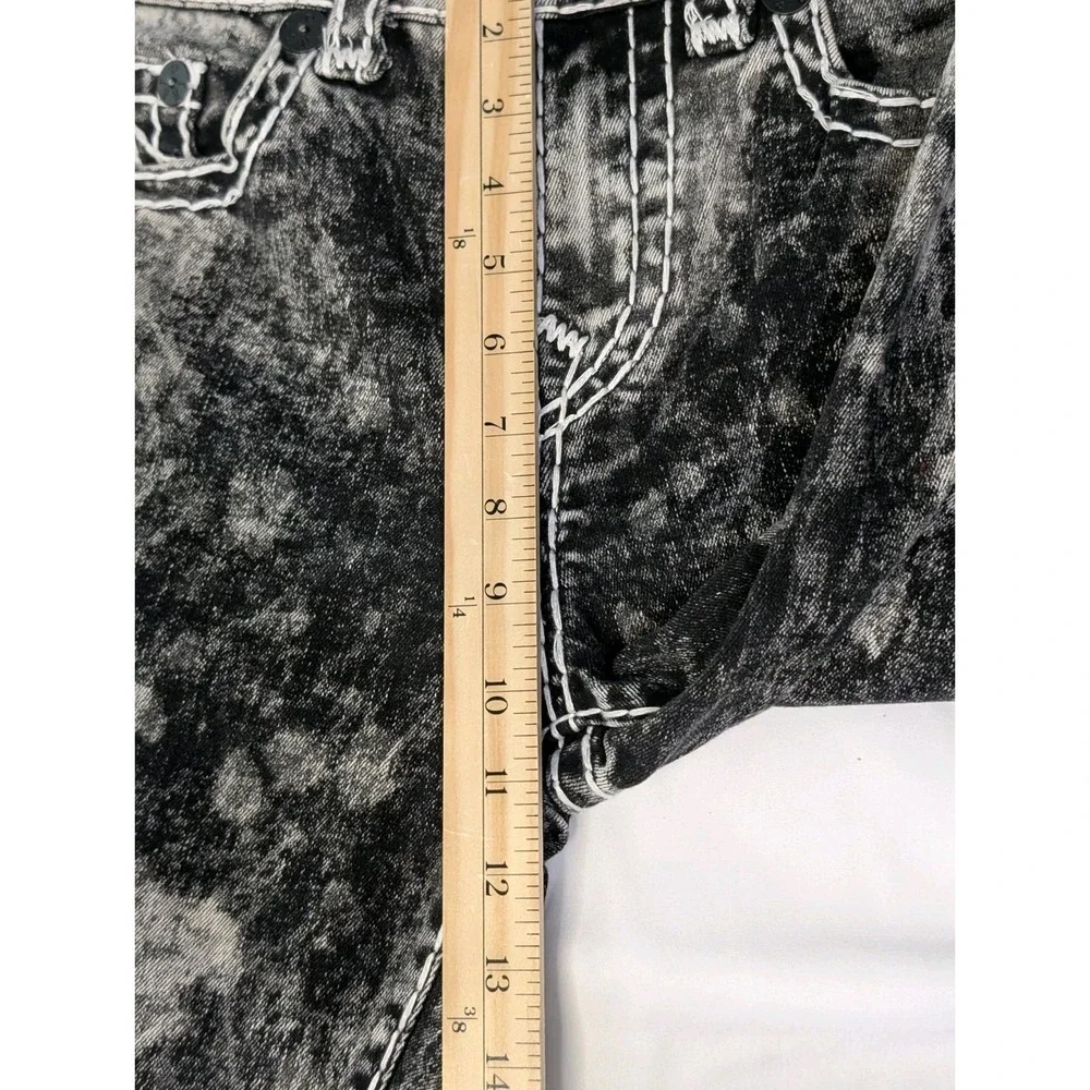 True Religion Rocco Mens 31 Relaxed Skinny Denim Jeans Black Acid Wash Super T